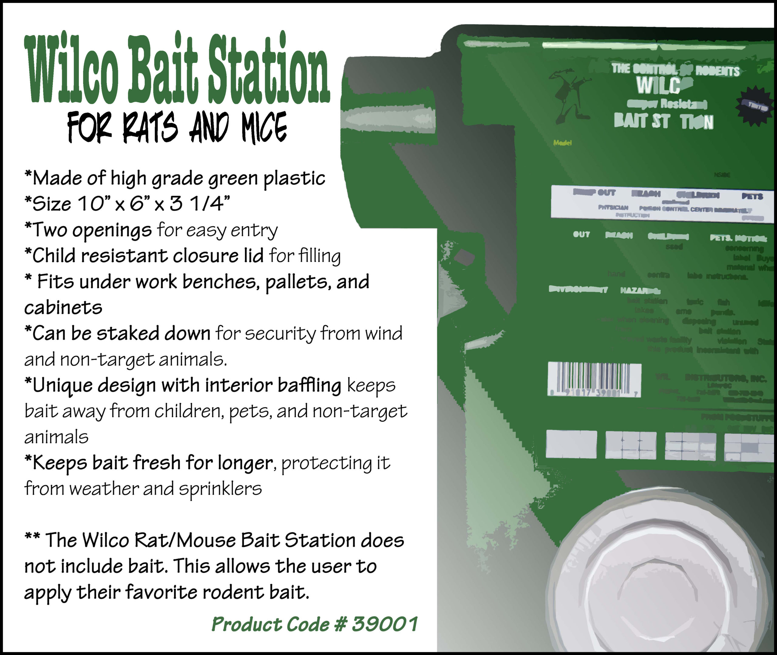 Bait station for rat and mouse bait