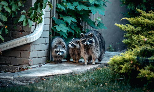 Curious,Raccoon,Family